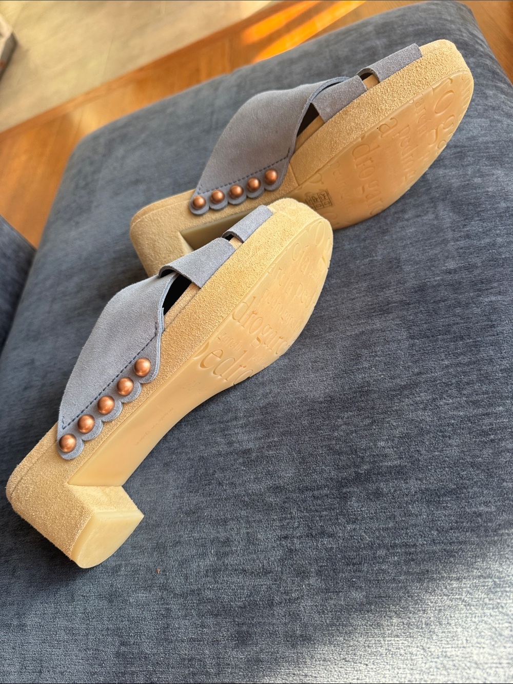Pedro Garcia Light periwinkle blue Suede Crossover Slide Sandals - Picture 3 of 5